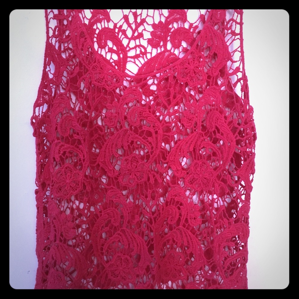 Crochet lace top kinda red fuschia in color